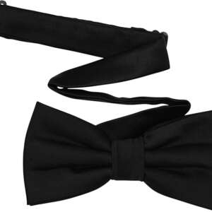 TINYHI Men's Pre-Tied Satin Formal Tuxedo Bowtie Adjustable Length Satin Bow Tie, B Black, M