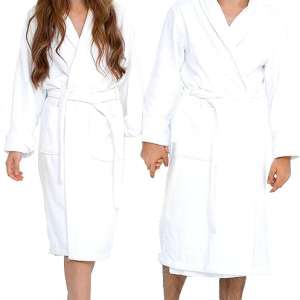 EcoLinen Luxury Bathrobe Towel Spa Robe Combed% Terry Cotton Organic Cloth for Men Women Lightweight Luxurious Cozy Unisex Hotel Robes, M-L