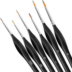 Silithus Paint Brushes Set 6 Pcs Fine Detail Rock Painting Brushes Set Paint Supplies Numbered for Oil Watercolor Acrylic - Scale Models (Black)