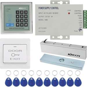 Alsaffan Door Entry Access Control System Kit Password Host Controller + 180KG/396lb Electric Magnetic Lock + Door Switch + DC12V Power Supply + 10pcs 125KHz RFID Cards- Wireless