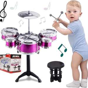 SKLOER Kids Drum Set Toddler Instrument Set Educational Percussion Stimulating Children’s Creativity Drum Set for Kids Musical Boys and Girls Purple