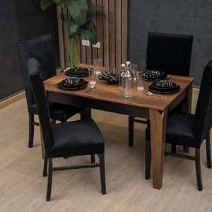 Elegant Design Dining Table Set of 4 Chairs - MDF and Velvet Fabric 120 x 80 x 76 cm