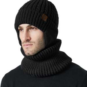 HUAMULAN Men Women Winter Beanie Hat Scarf Set Knit Ski Snow Hats Thick Fleece Lined Slouchy Earflaps Skull Cap Neck Warmer