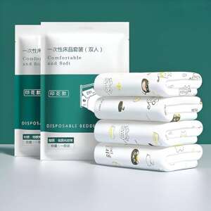 Trip-Ready Bed Linen - 3-in-1 Disposable Cotton Sheets with Pillow and Duvet Covers, Waterproof, Small Pack, Perfect for Pilgrimages, Medical Use, and Travel