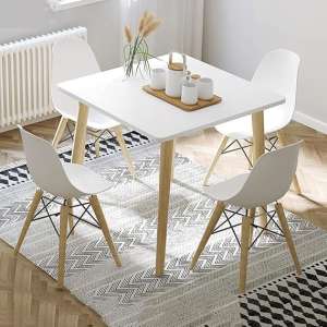 Dining Table, Kitchen Table, Dining Room Table, Modern Rectangular Dining Table, White Solid Wood Dining Table Furniture for Kitchen, Dining Room, Living Room (Square 80 * 80 * 72cm)