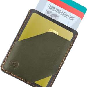VOXIMAN Card Holder, Genuine Leather Wallet, Model CH-101 (Olive Green & Black)