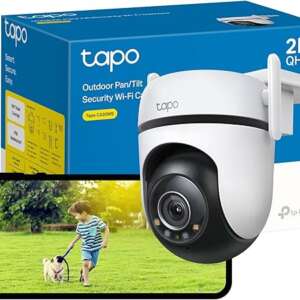 Tapo TP-Link 2K Outdoor Pan/Tilt Security Wi-Fi Camera,IP66 Weatherproof, AI Detection,360° Visual Coverage,Starlight Colour Night Vision,Cloud &Local Storage,Works with Alexa&Google Home C520WS