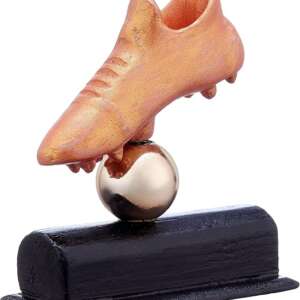 Golden Football Boot Figurine with Soccer Ball