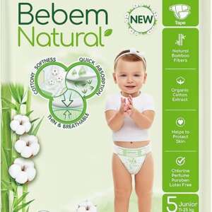 Bebem Natural - Baby Diapers - Mega Pack - Junior Size 5 - 76 Pieces