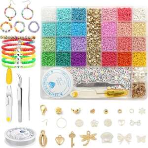 VBNZBK 7200 Pcs of Bracelet Making Kit, Bracelet Beads, Beads for Jewelry Making, Make Bracelets and Friendship Bracelets, Suitable for Girls to Make Jewellery Accessories, DIY Bracelet Crafts Gifts