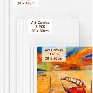 Koncci Canvas Panels Set-9 Packs (20x20,20x30,30x40), Art Canvases for Acrylic Painting, Artist Blank Canvas Cardboard, 100% Cotton for Oil Paint & Wet Art Media Artwork School