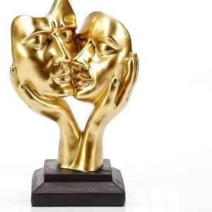 Couple Statues Lover Statues - Hand Carved Modern Abstract Art | Elegant Home & Office Decor | Romantic Gift for Wedding & Birthday" (Golden)