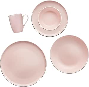 Venus Porcelain Tableware Dinner 30-Piece Set, Matte Light Rose