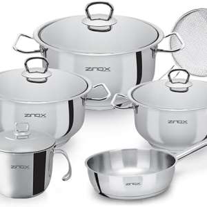 Zinox 10-Piece Mixed Set Smart (Casserole Pots 16-20-24 cm – Milk Pan 14 cm – Frying Pan 20 cm without Lid – Frying Rack)