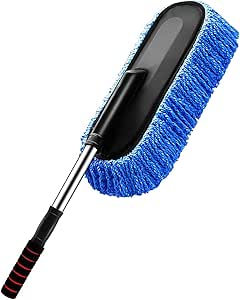 YeewayVeh Car Duster, Extendable Long Handle Microfiber Car Duster Exterior Scratch Free Car Cleaning Tool, Car Dust Brush for Truck, Pickup, SUV, RV, Motorcycle, Boats and Home Cleaning (Blue