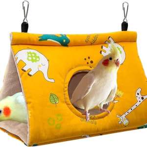 Winter Warm Bird Nest House - Hanging Hammock Velvet Shed Hut Cage Plush Fluffy Birds Hideaway Sleeping Bed Fuzzy for Parrot Parakeet Cockatiels Budgies Lovebird Medium