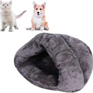 ITODA Pet Sofa Bed Portable Cuddly Cave for Cats Dogs Soft Pet Sleeping Bag Large Nest Cover Thickening Comfortable Cave Cat Dog Semi-Covered