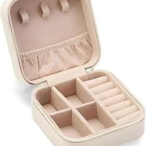 Travel Jewelry Case Box - Portable Multi-layer Jewelry Storage Solution with Lightweight Design, Durable Material, and Separate Compartments for Easy Access and Organization (beige)