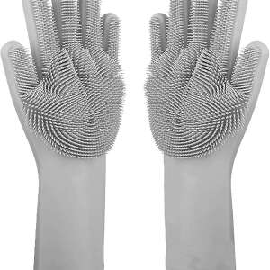 Pet Grooming Gloves, Gentle Dog Bathing Scrubber Gloves, Silicone Hair Removal Gloves with High Density Teeth Efficient Pet Hair Remover Mitt for Cats, Dogs