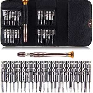 25 in 1 Precision Screwdrivers Set, Mini Portable Screwdriver Repair Tool Kits with Black Leather Bag for Macbook, Mobile Phone, PC Laptop, Tablet, iPad, Watch, Car Keys