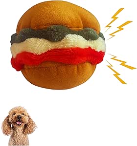 burger dog toy plush squeaky chew toy for dogs stuffed hamburger funny pet play toy durable soft plushie small medium large dogs cute interactive food shaped dog toy chew squeaker puppy gift