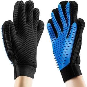 Pet Glove: Grooming Tool + Furniture Pet Hair Remover Mitt - For Cat & Dog - Long & Short Fur - Gentle Deshedding Brush - Rubber Tips for Massage - Soft Groomer Mitt (1 right hand)