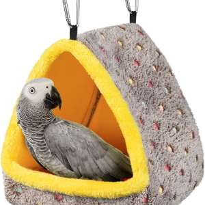 MEWTOGO Large Winter Warm Bird Nest House, Comfortable Bird Bed for Cage with Mat, Hanging Hammock Shed Hideaway Hut for Macaws African Grey Amazon Parrots