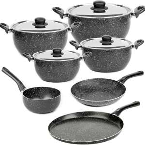 Granite Cookware Set - 11 Pieces - Black