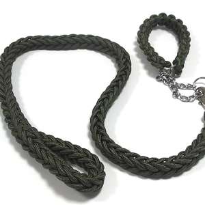 Large Size Pet Dog Nylon Strong Traction Rope German Shepherd Dog Collar Rope Leash [Army Green ]