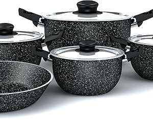 Granite 9 Piece Cookware Set (Black)
