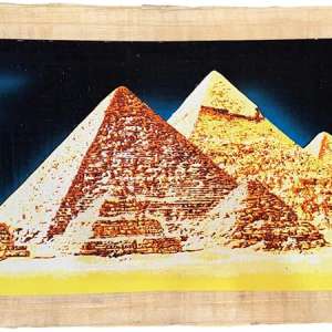Glow in the Dark Egyptian Papyrus Painting - 100 x 40 cm - Pyramids of Giza & Moon Wall Art - Authentic Handmade Papyrus from Egypt - Pharaoh Home Decor